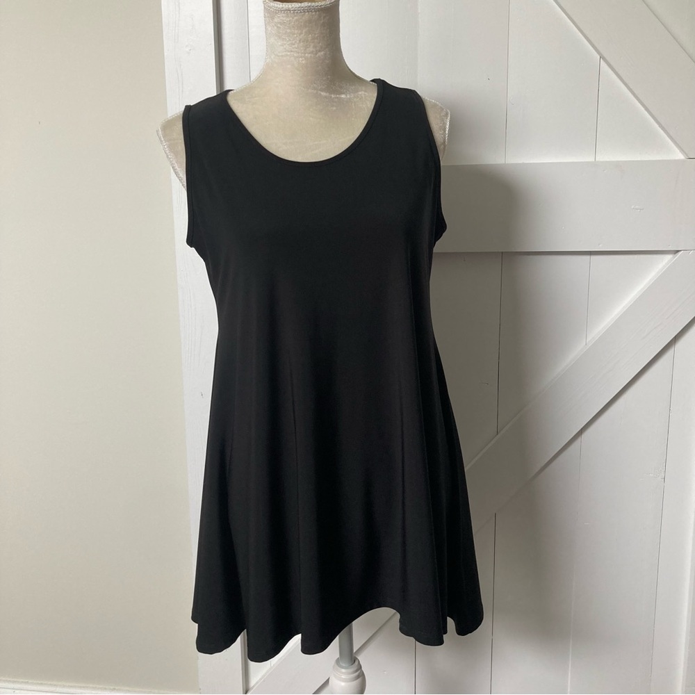 IC by Connie K comfy pullover slinky long tank artsy Lagenlook top size S